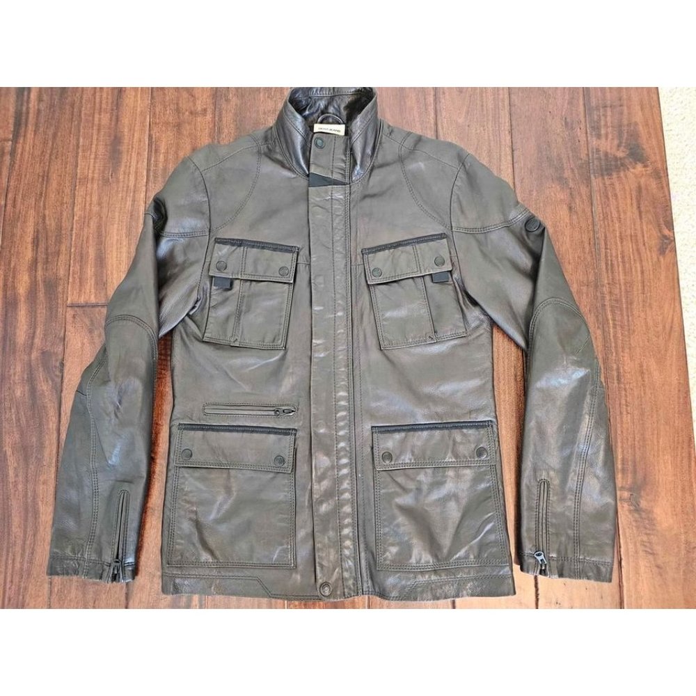 DKNY Jeans lamb leather jacket size M brown